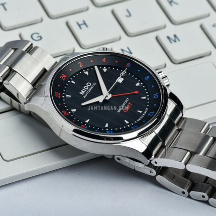 MIDO Multifort M005.929.11.051.00 GMT Black Dial Stainless Steel Strap