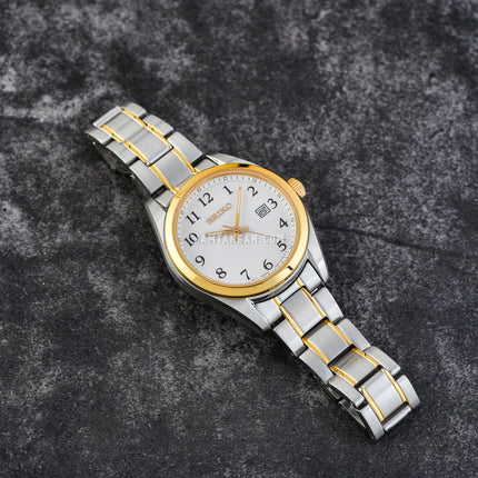 Seiko Ladies SUR466P1 Discover More White Dial Dual Tone Stainless Steel Strap
