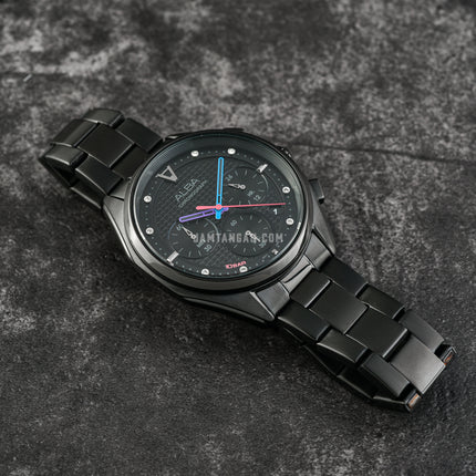 Alba Sign A AT3H01X1 Chronograph Black Pattern Dial Black Stainless Steel Strap