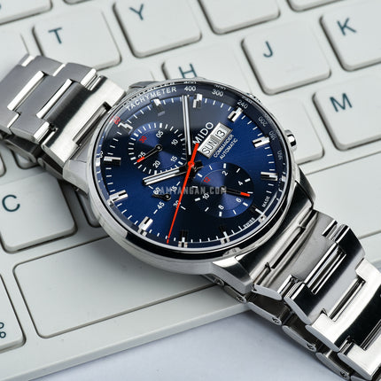 MIDO Commander II M016.414.11.041.00 Chronograph Automatic Blue Dial Stainless Steel Strap