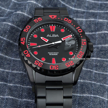 Alba Active AS9N29X1 Men Black Dial Black Stainless Steel Strap