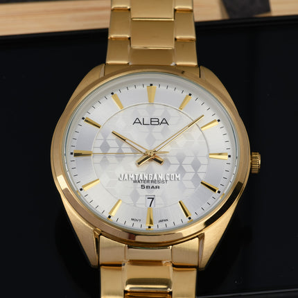 Alba AS9Q76X1 Silver Dial Gold Stainless Steel Strap
