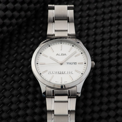 Alba Prestige AJ6157X1 Men Silver White Dial Stainless Steel Strap