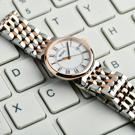 MIDO Dorada M033.210.22.013.00 White Dial Dual Tone Stainless Steel Strap