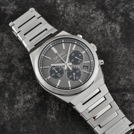 Seiko Chronograph SSB455P1 Men Discover More Grey Dial Stainless Steel Strap