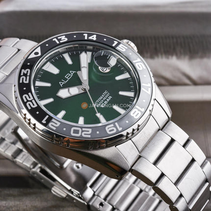Alba Mechanical AU4077X1 Automatic Men Green Dial Stainless Steel Strap