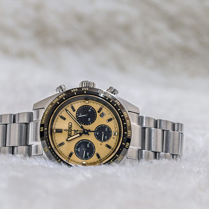 Seiko Prospex SSC817P1 Speedtimer Solar Chronograph Gold Dial Stainless Steel Strap