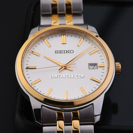 Seiko Classic SUR402P1 Discover More White Sunray Dial Dual Tone Stainless Steel Strap