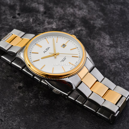 Alba Prestige AS9H54X1 Men Silver Dial Dual Tone Stainless Steel Strap