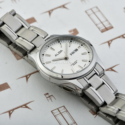 Alba Prestige AN8053X1 Ladies Silver Analog Dial Stainless Steel Strap