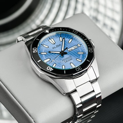 Alba Mechanical AL4459X1 Automatic Men Ice Blue Patterned Dial Stainless Steel Strap