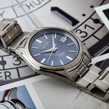 Seiko Classic SUR371P1 Discover More Blue Dial Titanium Strap