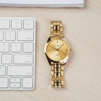 Alba AS9R02X1 Gold Dial Gold Stainless Steel Strap
