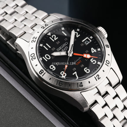 Seiko 5 Sports SSK023K1 GMT Field Sports Style Black Dial Stainless Steel Strap