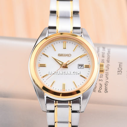 Seiko Classic SUR636P1 Ladies Mother Of Pearl Dial Dual Tone Stainless Steel Strap