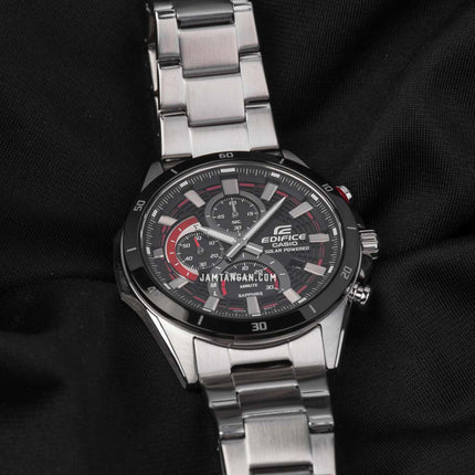 Casio Edifice EFS-S610DB-1AVUDF Chronograph Slim Red Line Black Dial Stainless Steel Band