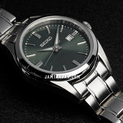 Seiko Ladies SUR533P1 Dress Olive Green Dial Stainless Steel Strap