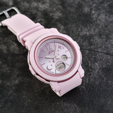 Casio Baby-G BGA-290DS-4ADR Moon & Stars Digital Analog Gradation Dial Pink Resin Band