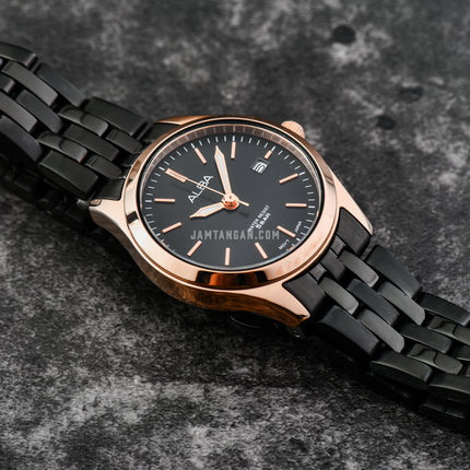 Alba Prestige AH7CE2X1 Ladies Onyx Black Dial Black Stainless Steel Strap
