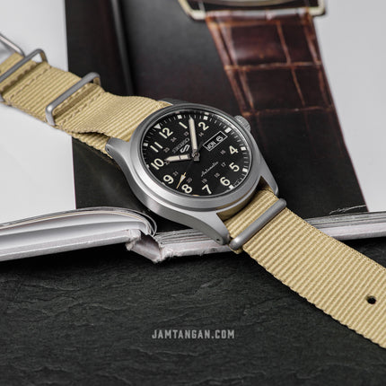 Seiko 5 Sports SRPG35K1 Automatic Black Dial Beige Nylon Strap