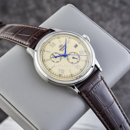 Orient Classic RA-AK0702Y Bambino Automatic Beige Dial Dark Brown Leather Strap