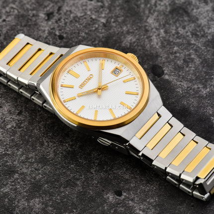 Seiko Classic SUR558P1 Men White Dial Dual Tone Stainless Steel Strap