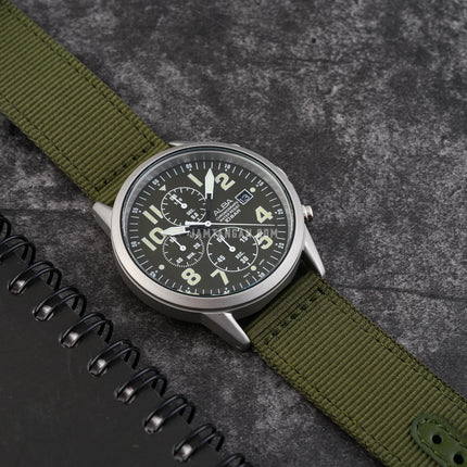 Alba AM3855X1 Chronograph Men Green Dial Green Nylon Strap