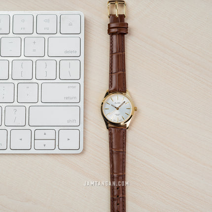 Alba ARX142X1 Ladies Silver Dial Brown Leather Strap