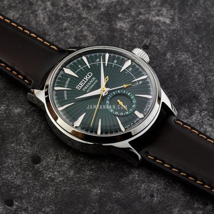Seiko Presage SSA459J1 Cocktail Time Midnight Mockingbird Automatic Green Dial Brown Leather Strap