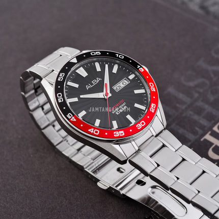 Alba Mechanical A3B001X1 Automatic Men Black Patterned Dial Stainless Steel Strap
