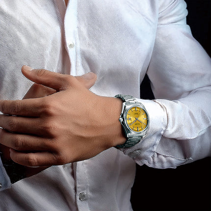 Alba Active AS9V95X1 Yellow Gold Dial Stainless Steel Strap