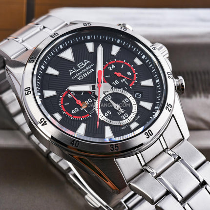 Alba Active AT3K63X1 Men Chronograph Black Dial Stainless Steel Strap