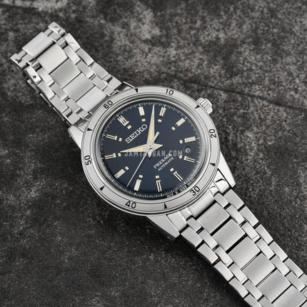 Seiko Presage SRPL07J1 Style60s Elegant Yet Rugged Dark Blue Dial Stainless Steel Strap