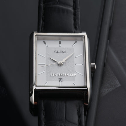 Alba Fashion AH7DH7X1 Ladies Silver Dial Black Leather Strap