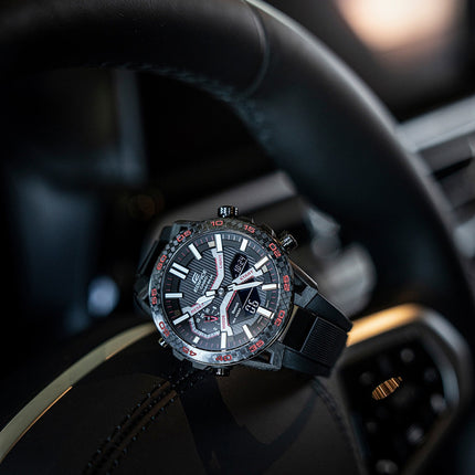 Casio Edifice ECB-2000PB-1ADF Men The Sospensione Digital Analog Black Dial Black Resin Band
