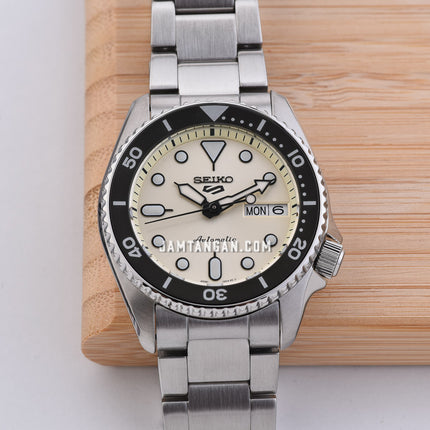Seiko 5 Sports SRPK31K1 5KX Midi SKX Sports Style Beige Dial Stainless Steel Strap