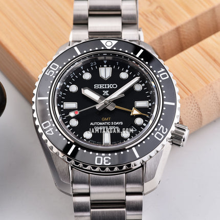 Seiko Prospex SPB383J1 Baby Marinemaster GMT Save the Ocean Black Dial Stainless Steel Strap