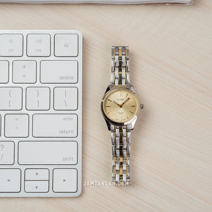 Alba ARX134X1 Ladies Gold Dial Dual Tone Stainless Steel Strap