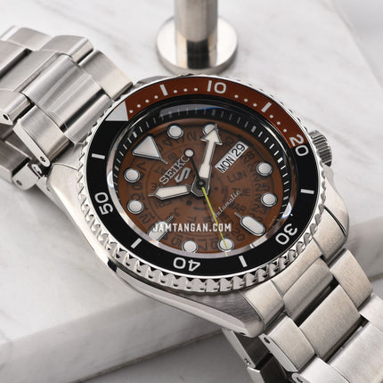 Seiko 5 Sports SRPJ47K1 Time Sonar SKX Sports Style Brown Dial Stainless Steel Strap