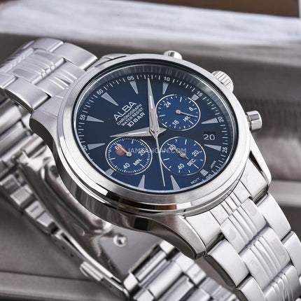 Alba AT3K51X1 Men Chronograph Blue Dial Stainless Steel Strap