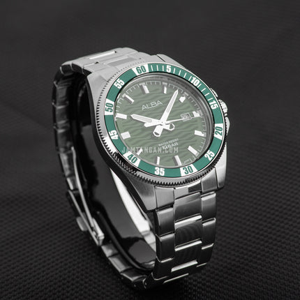 Alba Active AG8L87X1 Men Green Patterned Dial Stainless Steel Strap
