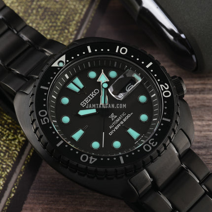 Seiko Prospex SRPK43K1 King Turtle Black Series Night Vision Diver Black Stainless Steel Strap