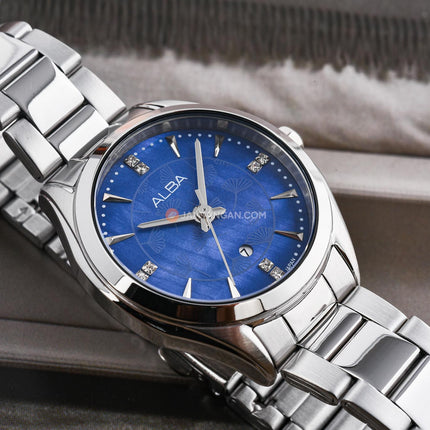 Alba Fashion AH7EK5X1 Ladies Blue MOP Dial Stainless Steel Strap
