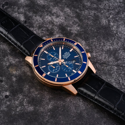 Alba Active AM3960X1 Chronograph Men Blue Patterned Dial Black Leather Strap