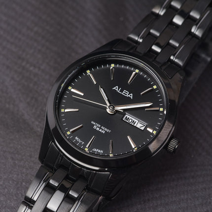 Alba AN8095X1 Ladies Black Dial Black Stainless Steel Strap