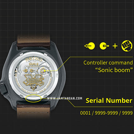 Seiko 5 Sports SRPF21K1 Street Fighter Guile Indestructible Fortress Leather Strap Limited Edition
