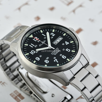 Alba Mechanical Field Military AL4213X1 Men Black Dial Stainless Steel Strap