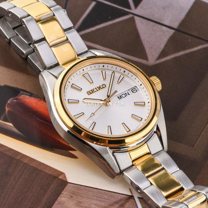 Seiko Ladies SUR454P1 Discover More Silver Dial Dual Tone Stainless Steel Strap