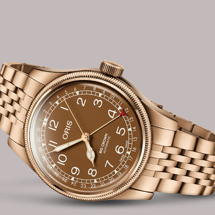 Oris Big Crown 01-754-7741-3166-07-8-20-01 Pointer Date Bronze Brown Dial Bronze Strap