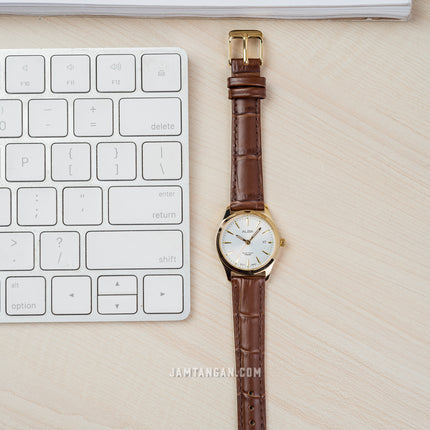 Alba AH7BP2X1 Ladies Silver Dial Brown Leather Strap